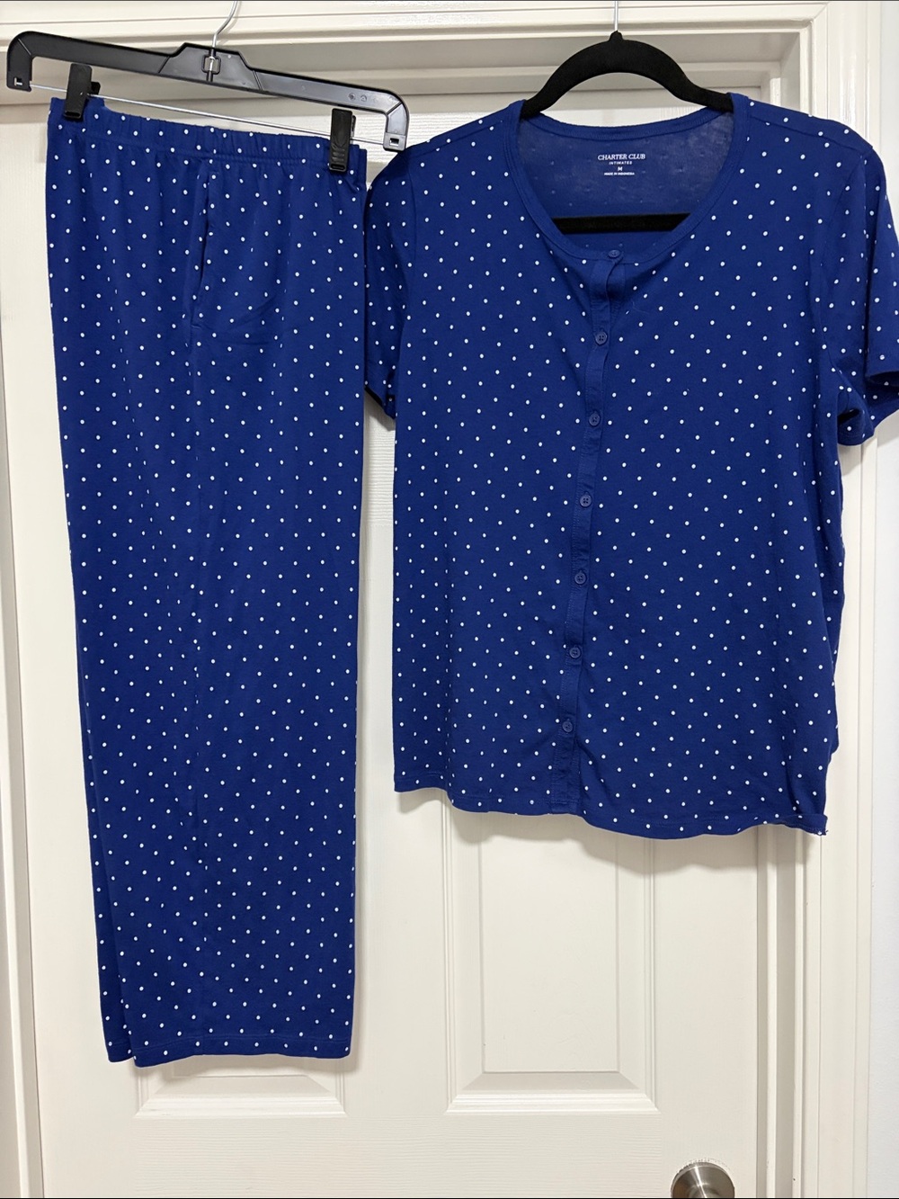 Charter Club Royal Blue Polka Dot Short-Sleeve Pajama Set